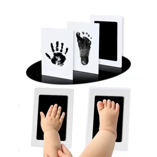Kit empreintes bébé (mains & pieds) avec tampons encreurs non toxiques et cadre photo — cadeau de naissance