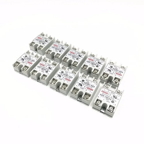 10 Stück SSR-100DA Solid-State-Relais 100A – Eingang 3–32V DC, Ausgang 24–380V AC, DC-zu-AC Steuerungsmodul, Industriequalität