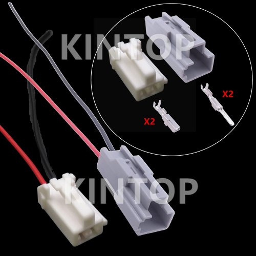 1 Set 2-Pin AC Connector Socket with Plastic Housing and Wires for Toyota (6520-0549/6520-0550)