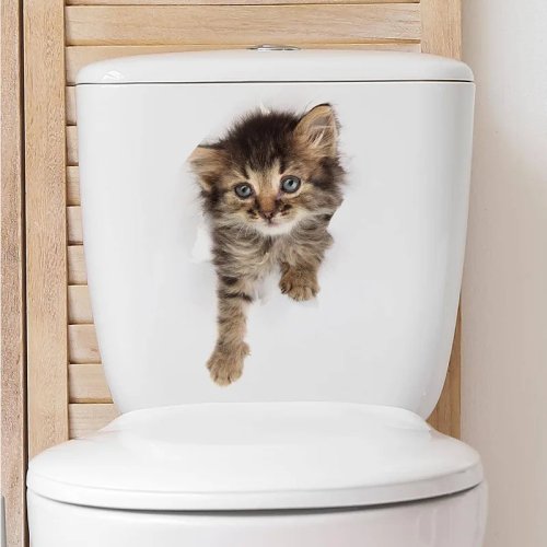 Stiker toilet PVC bergambar anjing kartun — Stiker dekorasi tutup toilet untuk kamar mandi