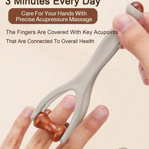 Finger-Massager aus Naturholz – tragbare doppelseitige Holzrolle zur Entspannung von Fingern und Handgelenken, lindert Triggerpunkte und Stress