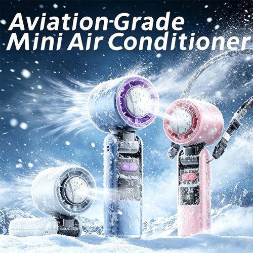 Mini ventilatore portatile pieghevole Turbo — Ventilatore tascabile ricaricabile con display digitale e velocità regolabile (1–199) per esterni