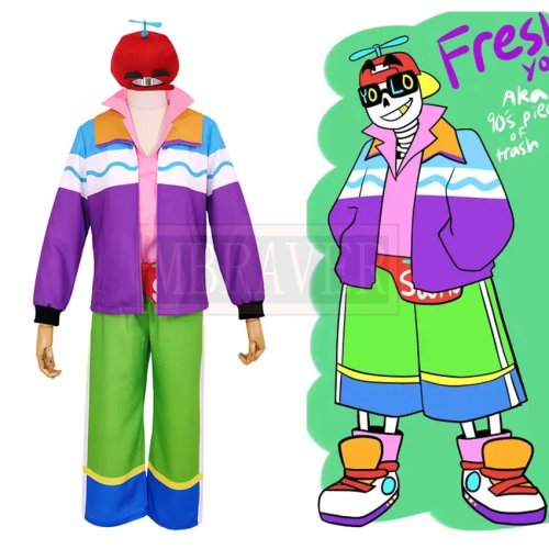 Undertale AU "Fresh! Sans" Cosplay-Kostüm mit Brille und Hut – Halloween/Party-Uniform, Größen anpassbar