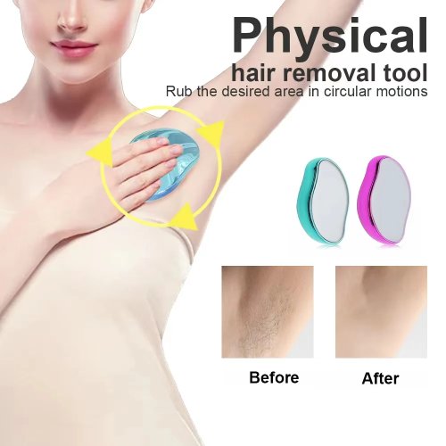 مزيل شعر بلوري قابل لإعادة الاستخدام — مزيل شعر فيزيائي للجسم، لطيف، سهل التنظيف لبشرة ناعمة
