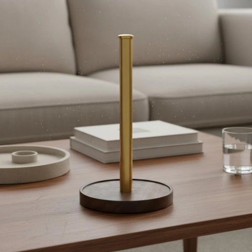 Portarrollos de cocina en madera de nogal maciza, soporte para papel de cocina, dispensador y organizador