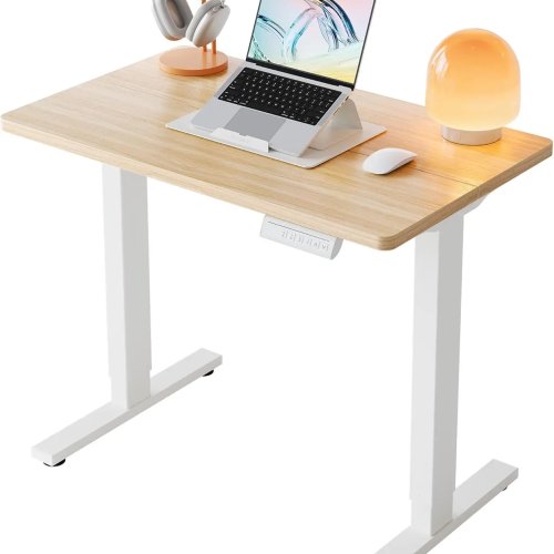 コンパクト電動昇降デスク 32"（約81cm）高さ調節 可／座位⇄立位、4メモリー付き 在宅ワーク・PCデスク ライトウォルナット