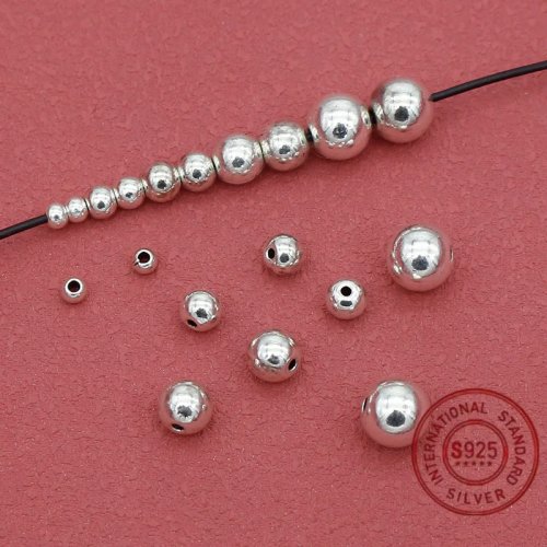 チベットシルバー 丸ビーズ（スムース・スペーサー）バラ売り 3/4/5/6/8mm - ブレスレット・ペンダント用