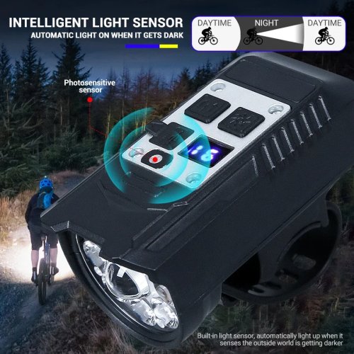 Велофара 9 LED USB перезаряжаемая — суперяркая передняя лампа для руля, водонепроницаемая