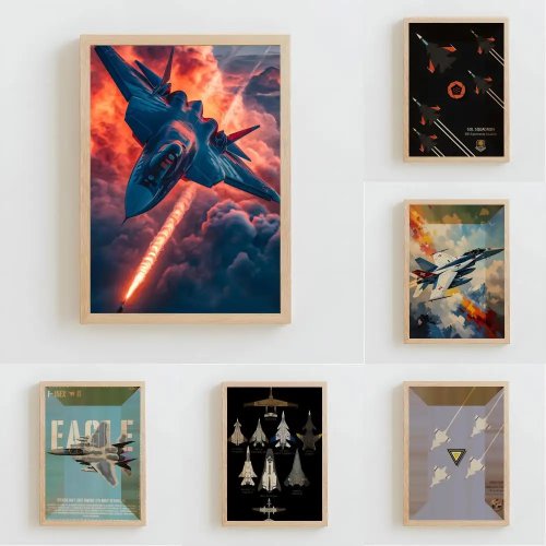 Pôster minimalista de avião de combate estilo gamer – impressão artística para quarto, sala, decoração da casa, presente ideal