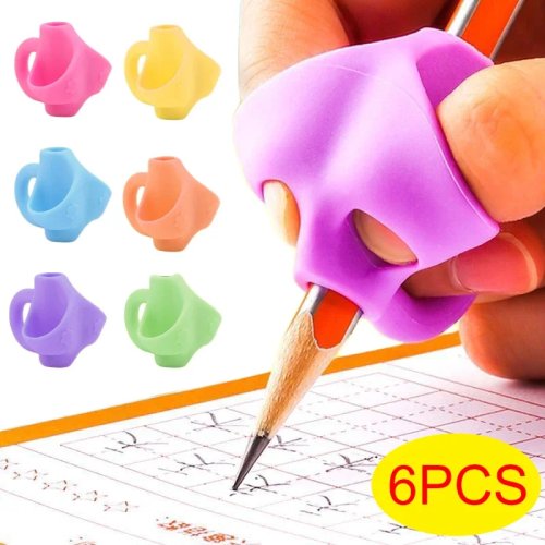 Siliconen potloodgrip 3-vingers — Schrijfhulp en houdingcorrector voor kinderen, 1/6 stuks