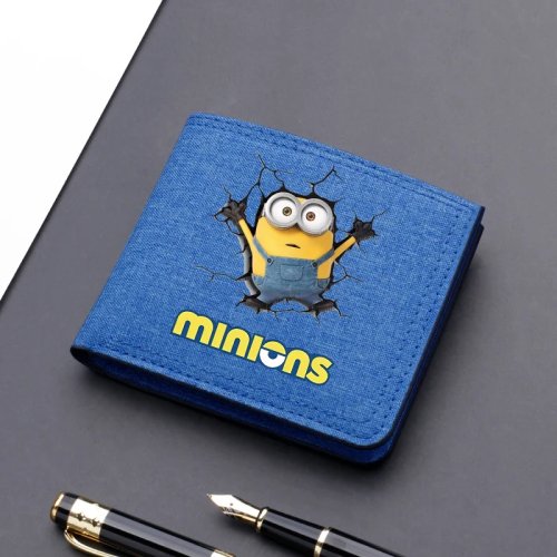 Ví Minions cho nam — siêu mỏng, có khóa kéo, kẹp tiền, nhiều ngăn thẻ, nhẹ, quà tặng sinh nhật