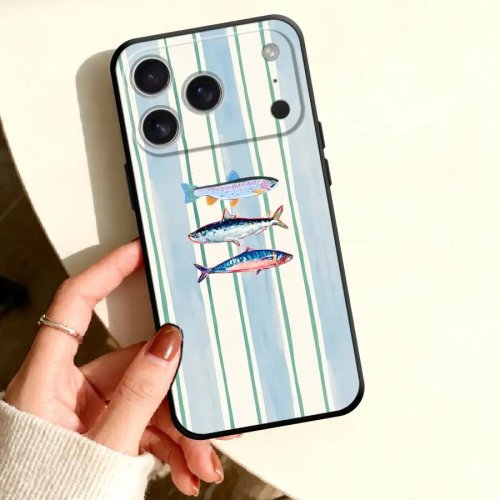 Casing minimalis bermotif garis untuk Apple iPhone 17 Pro Max / 16 Plus / 15 / 14 / 13 Mini / 11 / XS / X / SE / 8 / 7 / 6 / 6S