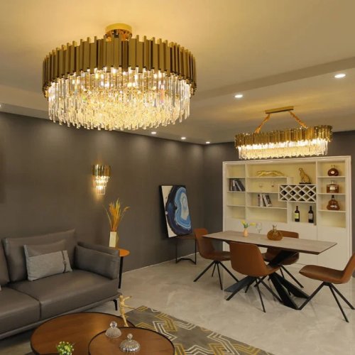 Luxe gouden kristallen kroonluchter - hanglamp/plafondlamp voor woonkamer, eetkamer, villa en hotel