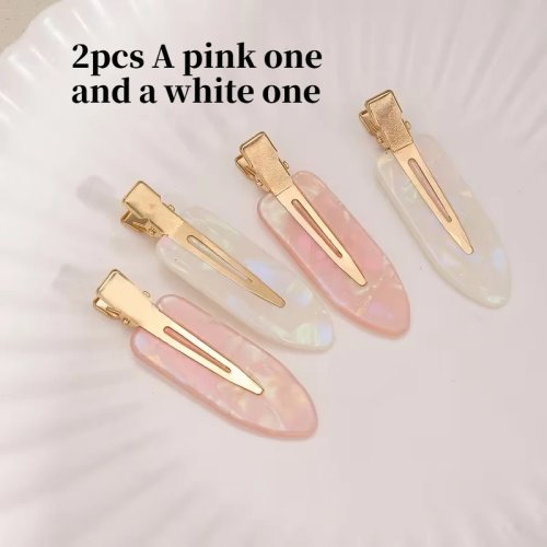 2er-Set ovale Haarspangen mit Perlmutt-Effekt – Pink oder Weiß, elegantes minimalistisches Design