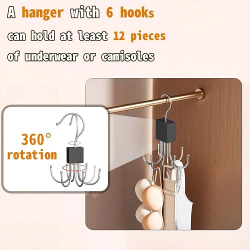 Móc treo xoay 6 móc đa năng cho thắt lưng, mũ, cà vạt và khăn - Tiết kiệm không gian tủ
