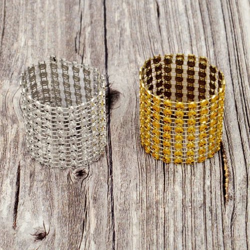 Conjunto 40 argolas para guardanapos com strass 8 fileiras — Argolas decorativas efeito diamante para casamentos, aniversários, chá de bebé e casa