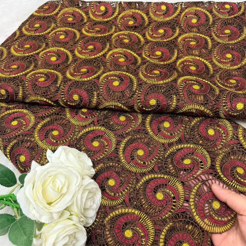 Multicolor Guipure Cord Lace Fabric, Water‑Soluble, High Quality — 5 Yards for Luxury Party Dresses (African Lace)