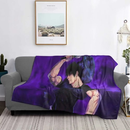 T-Toji Fushiguro Manga Knife – Soft warm flannel throw blanket, plush fleece bedspread for bed, sofa, picnic & travel