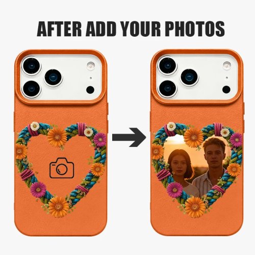 Custom Photo TPU Phone Case for iPhone (17 Pro/16e/16/15/14 Pro Max/13/12 Pro/11/Air) — Personalized love-heart frame, DIY design