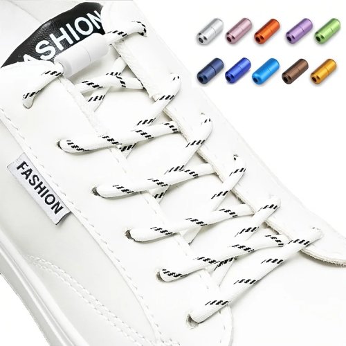 2 unidades cordones elásticos sin atar con hebillas – cordones redondos 'no-tie' para hombre y mujer