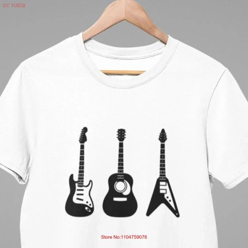 Gitaar T-shirt voor spelers — vintage washed muziekshirt (zonsondergang), unisex voor akoestisch & elektrisch, comfortabel, leuk kerstcadeau