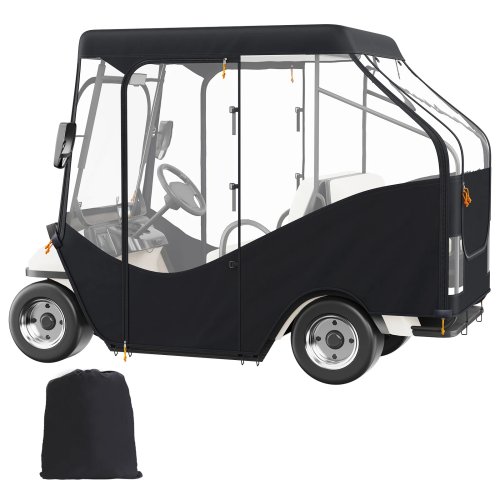 SucceBuy 4‑Passenger Golf Cart Enclosure — 420D Polyester with 4‑Sided Clear Windows, Club Car Cover