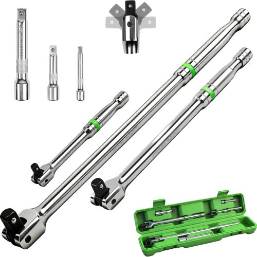 Набір 6 важільних барів (breaker bar), приводи 1/4\", 3/8\", 1/2\", довжини 6/10/15\" (15/25/38 см), поворотна голівка 180°, посилений
