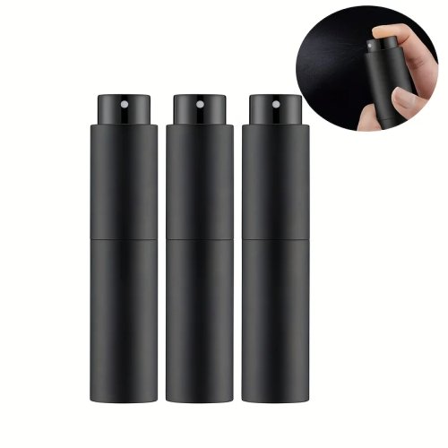 Atomizador de perfume 10 ml para viagem – Frasco spray recarregável, mini dispensador (Preto)