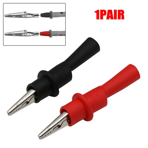 2er-Set Prüfclip-Klemmen (rot/schwarz) für Multimeter — AC/DC 10A 1000V