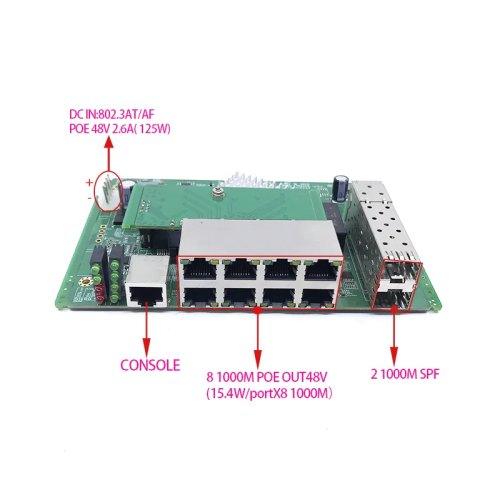 Switch gestionable 8 puertos Gigabit PoE (10/100/1000 Mbps) con 2 ranuras SFP