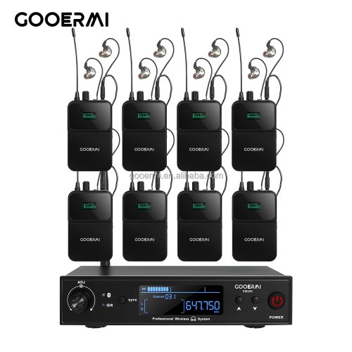 Sistem Monitor In-Ear (IEM) Nirkabel Gooermi EM200 UHF 8 Saluran Profesional, Kompak, Pemancar Mono