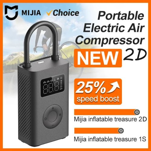MIJIA Air Pump 2 — ミニ電動空気入れ（タイヤ用）、速度25%アップ、最大150 PSI、USB‑C、LED表示
