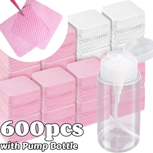 Lint-free nail wipes — gel cleansing remover pads, aluminum-free; for nail art & polish removal. Pack: 20 / 600 pcs