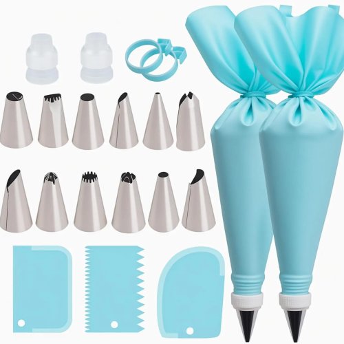 Set reutilizable de manga pastelera — 2 bolsas, 12 picos, acoples, aros y raspadores para pasteles, cupcakes y galletas
