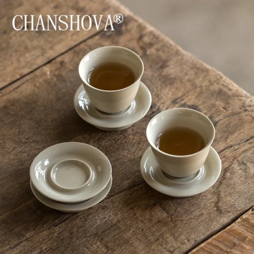 ชุดถ้วยกาแฟ/ชาจีนเคลือบ CHANSHOVA พร้อมจานรอง ขนาดเล็ก 30/40/50 มล.