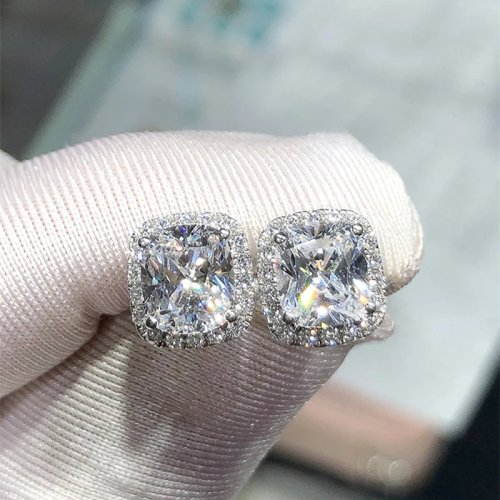Orecchini a bottone Huitan a forma cuscino con zirconia cubica brillante – Gioielli di lusso per matrimonio e fidanzamento donna