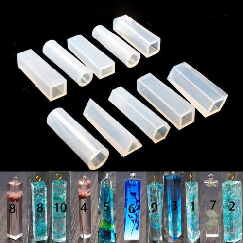 Molde de silicona para colgante de collar, cuadrado/cilíndrico, para resina UV/epoxi – 1 unidad