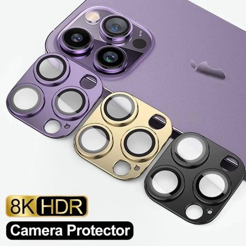 Metalen cameralensbeschermer met Ultra‑HD gehard glas voor iPhone 11/12/13/14/15 (Pro/Max/Mini/Plus) – bescherming achtercamera