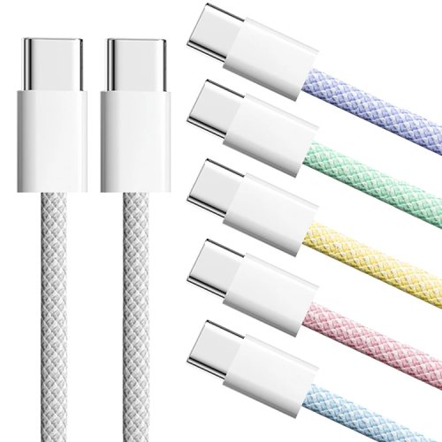 USB-C to USB-C braided charging cable, 60W PD fast charge - compatible with iPhone 15, Huawei, Xiaomi, Samsung