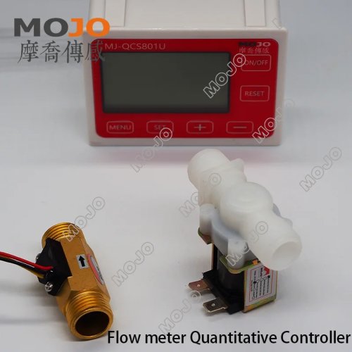 Hochpräzises quantitatives Steuergerät QC801 mit Digitalanzeige, Hall-Durchflusssensor MJ-HZ21WI und Magnetventil PDJ23