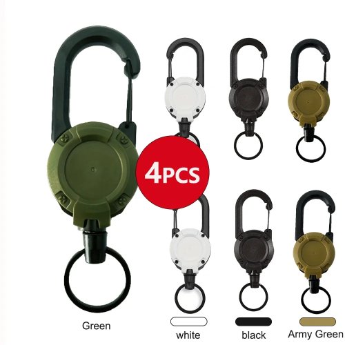 Porte-clés rétractable avec mousqueton résistant — enrouleur extensible pour sac outdoor, lot 1/2/4