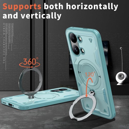Capa resistente a impactos para Xiaomi Poco X8 Pro Max/X7/X6 Pro e Poco C71/C85/C75/C65/C55 — anel magnético giratório 360° como suporte, capa reforçada