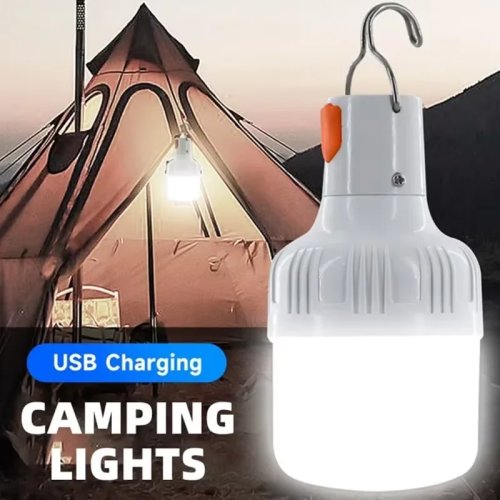 Przenośna latarnia LED USB 60W – Lampka awaryjna z haczykiem do biwakowania i wędkowania (LT014)