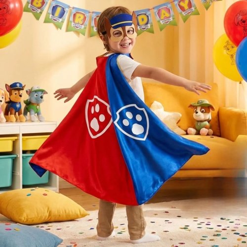 Déguisement Paw Patrol pour enfants, comprend masque et cape — cosplay enfant, idéal pour Halloween et anniversaires, cadeau personnage de dessin animé