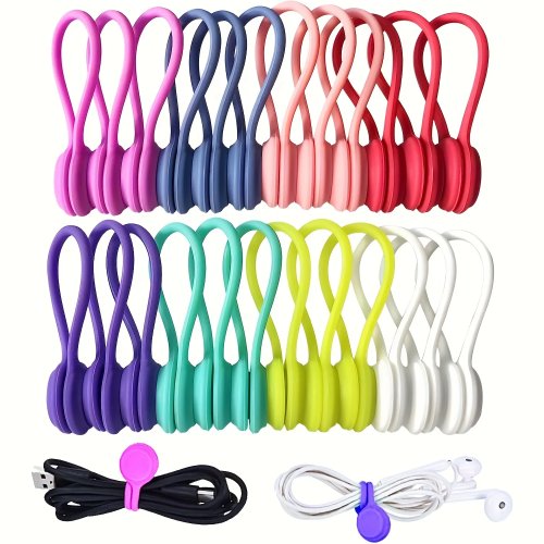 Magnetische Silikon-Kabelbinder – Wiederverwendbarer Kabel-Organizer für USB- und Kopfhörerkabel