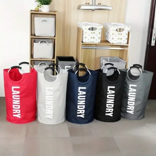 Giỏ đựng quần áo gấp gọn 90L chống nước – Dung tích lớn cho nhà & du lịch, móc đứng, tay cầm êm, polyester bền