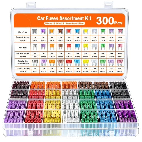 Bộ cầu chì lá 300/180/120 cái kèm hộp — Dành cho ô tô, xe tải và xe máy (kích thước trung và nhỏ)