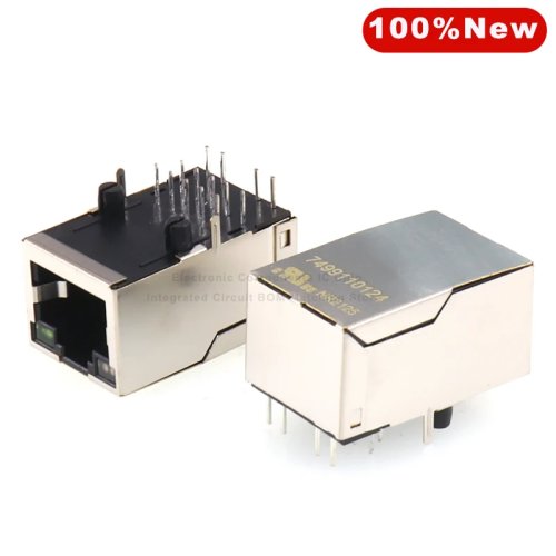 Connettore RJ45 8P8C modulare Ethernet con trasformatore integrato, 1x1 THT, linguetta rivolta verso l'alto