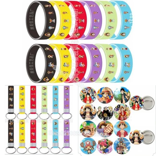 One Piece Silikon-Armband mit Luffy & Roronoa Zoro, Taschenanhänger / Schlüsselanhänger / Brosche – Schulranzen Accessoire, Weihnachtsgeschenk für Kinder