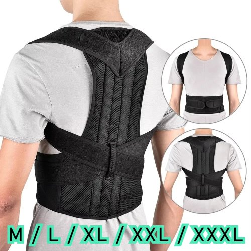Colete corretor de postura reforçado e ajustável – cinto de apoio lombar e dorsal, suporte para ombros e coluna, dispositivo de alongamento cervical